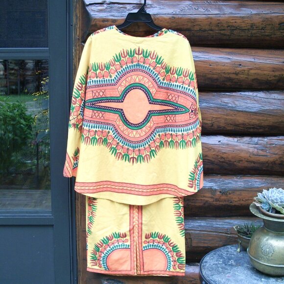 Halloween Tribal 2 Piece Set Sleeveless Maxi Dress & Crop Top Hi Lo Cape S - Picture 5 of 7